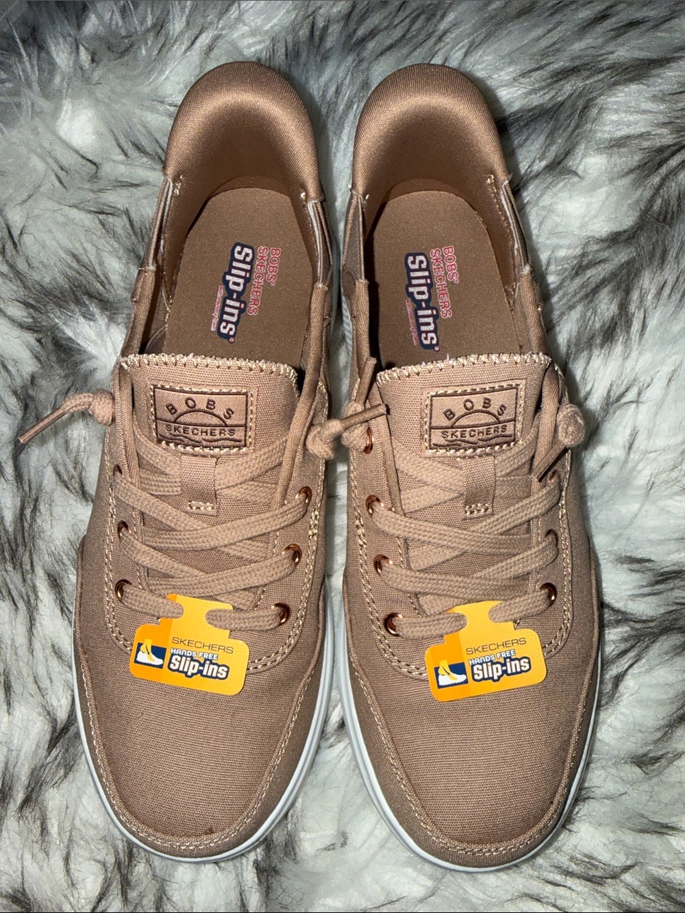 Skechers BOBS Women’s Slip-Ins Canvas Sneakers in Light Brown